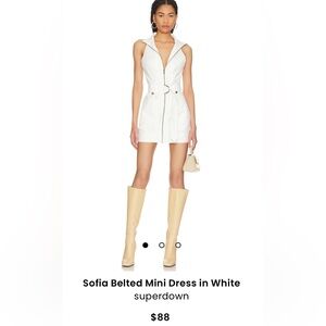 superdown Sofia Belted Mini Dress in White